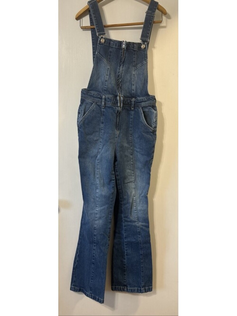 Free People We The Free Camilla Overalls Jumpsuit Blue Flare Sz M